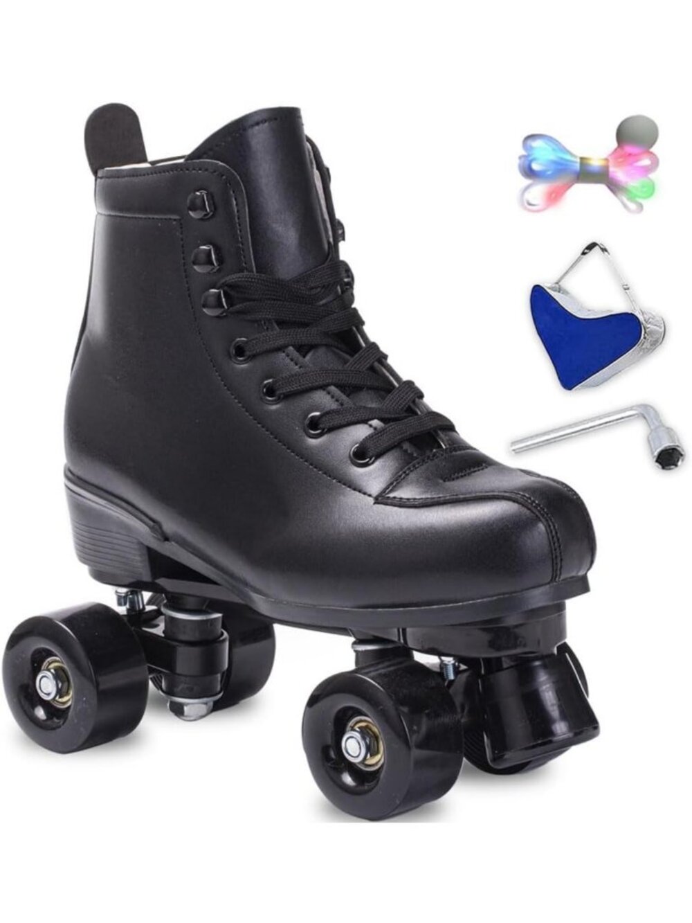 High-Top PU Leather Roller Skates for Women & Men - Classic Quad Skates with